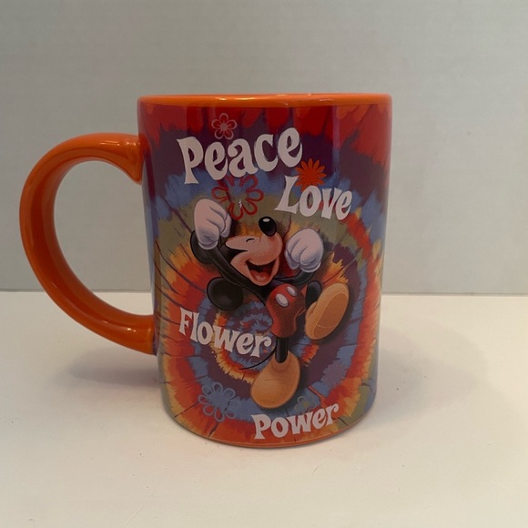 Disney Jerry Leigh Mickey Mouse Tie Dye Peace Love Flower Power Coffee Cup Mug - Picture 1 of 2